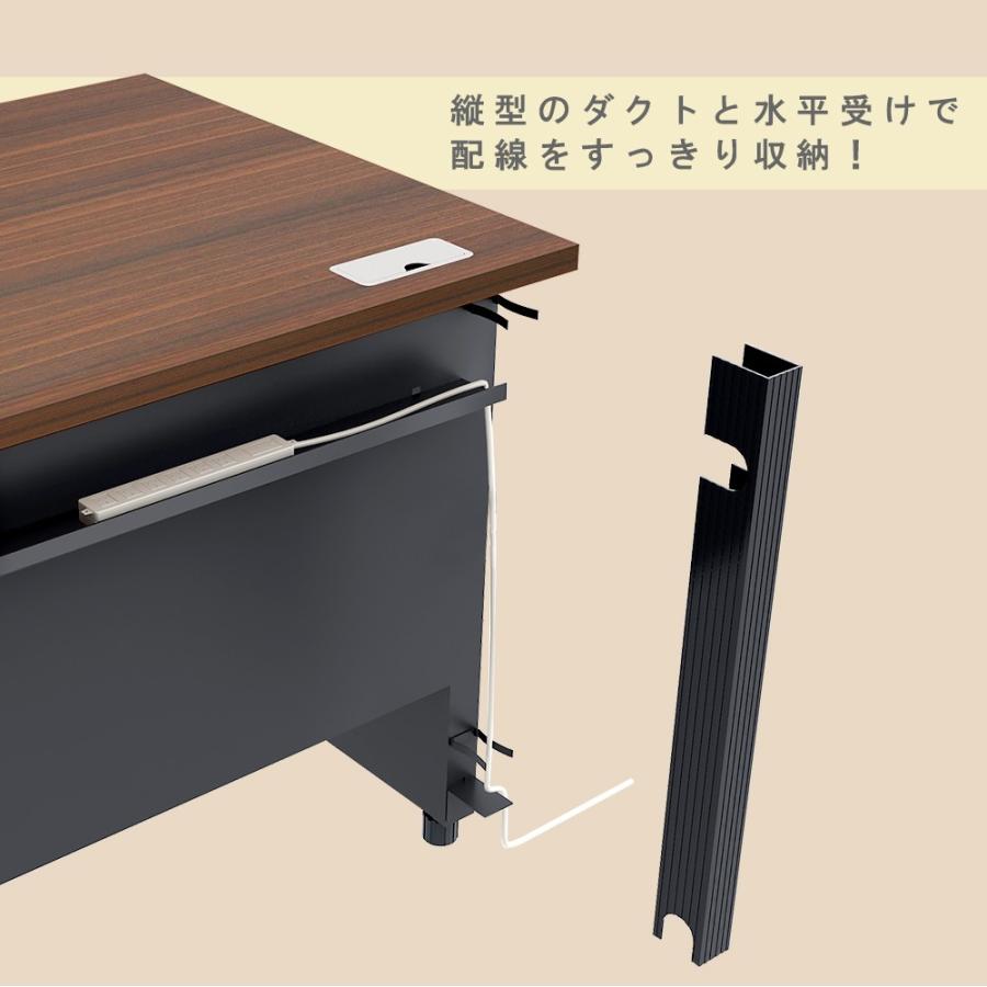 デスク オフィスデスク 事務机 配線収納 おしゃれ 140cm 平机 ブラウン ブラック Oad 1470 Dbbk 家具のakira 通販 Yahoo ショッピング