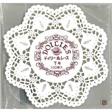 ドイリーレースペーパー 丸型白 7号 100枚　 | 