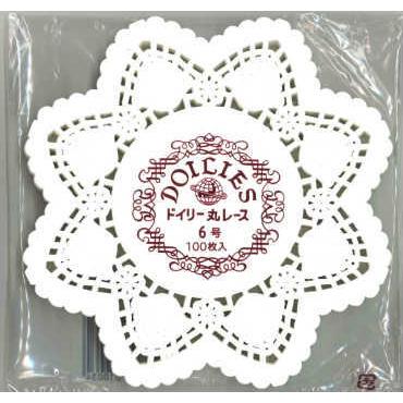 ドイリーレースペーパー 丸型白 6号 100枚　 | 
