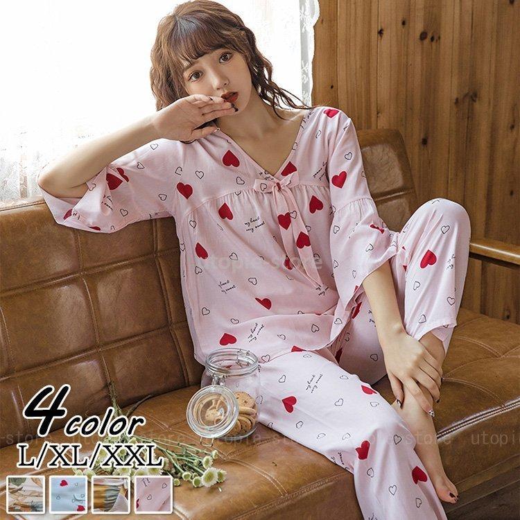 パジャマ レディース 春夏秋 七分袖パジャマ ロングズボン レション ルームウェア上下セット 心柄 リボン パジャマ 可愛い 部屋着 快適 寝巻き パジャマ 安い Lcyzlv0bda Anzanatitlan Org
