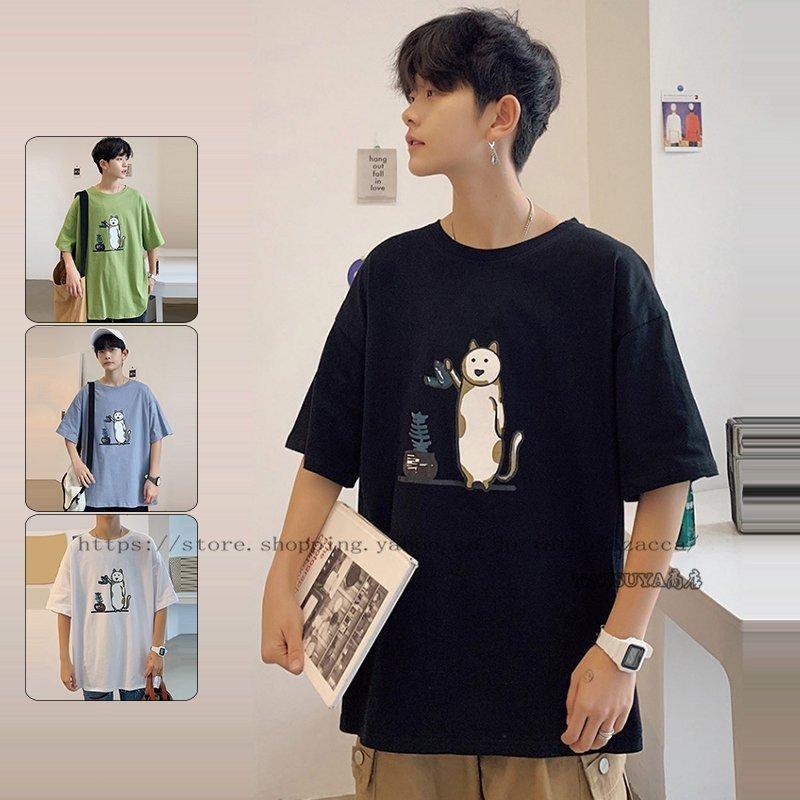 ファッション 割引クーポン配布中 カジュアルメンズファッション春夏新作ソフト半袖tシャツクルーネックtシャツトップス卒業式卒園式高校生大学生代30代オシャレ猫柄 Xxjsclhy2j Www Wamegofamilyworshipcenter Org