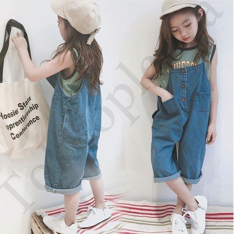 子供服 デニムパンツ おしゃれ 人気 ボトムス 可愛い キッズ服 お洒落 女の子 ズボン キッズ オーバーオール サロペット