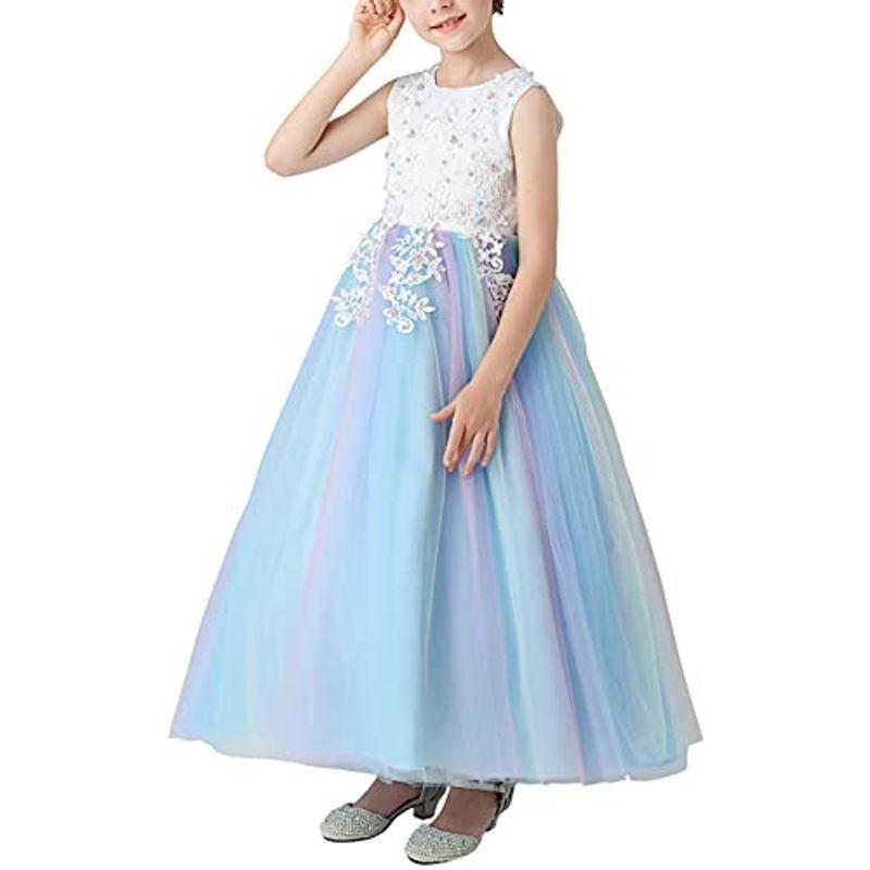 Weileenice 発表会ドレス 子供 170 ブルー 女の子 チュール ワンピース Weileenice 発表会ドレス 子供 170 ブルー 女の子 チュール ワンピース