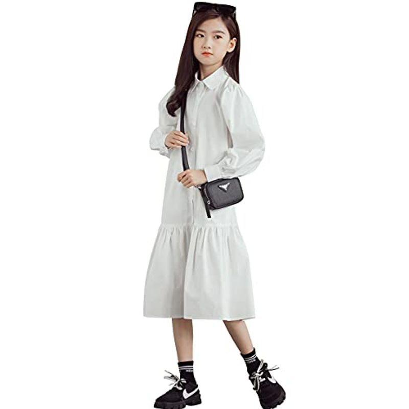 子供 白シャツワンピース 長袖 ロング丈 オーバーサイズ チュニック 矢嶋本店の子供 ブラウスワンピース フレア 子ども服 シューズ オーバーサイズ 無地 シンプル ゆったり 矢嶋本店 デ 女の子らしい 謝恩セール