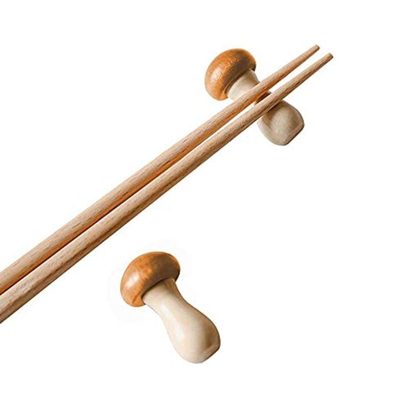 きのこ 箸置き 木製 かわいい お箸おき おしゃれ キノコ 食器 デコレーショ プレゼント 2個セット ライト ブラウン 1年保証