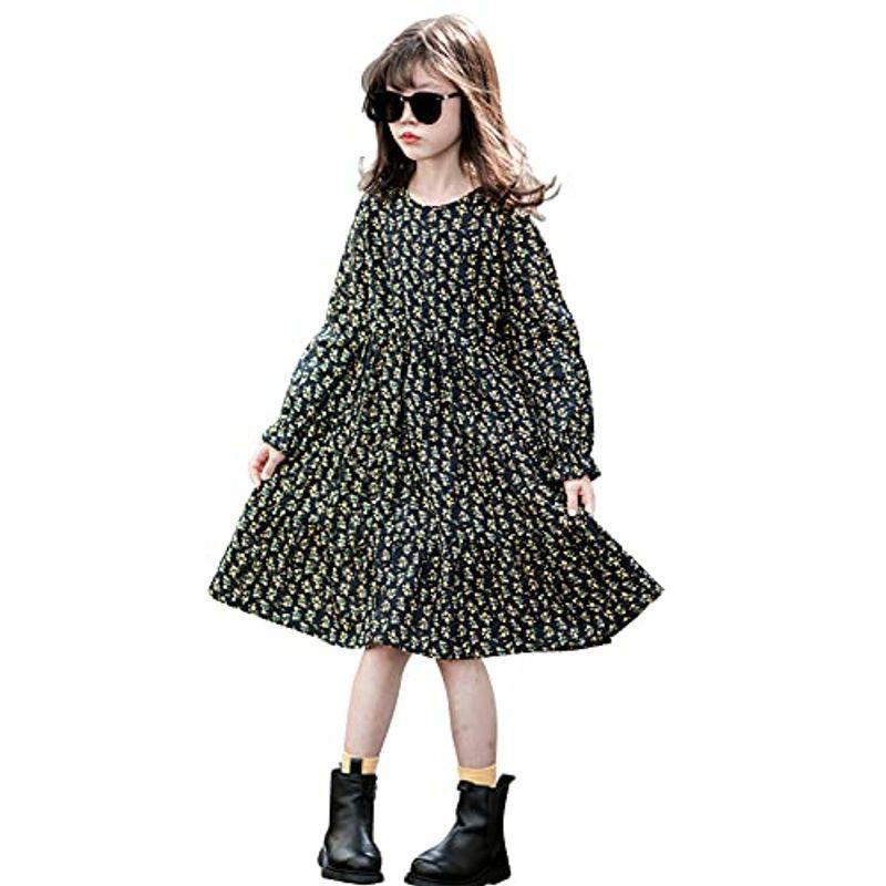 Web限定 子供服 可愛い花柄 ワンピース 長袖 女の子 春 秋 小花柄 フリル袖