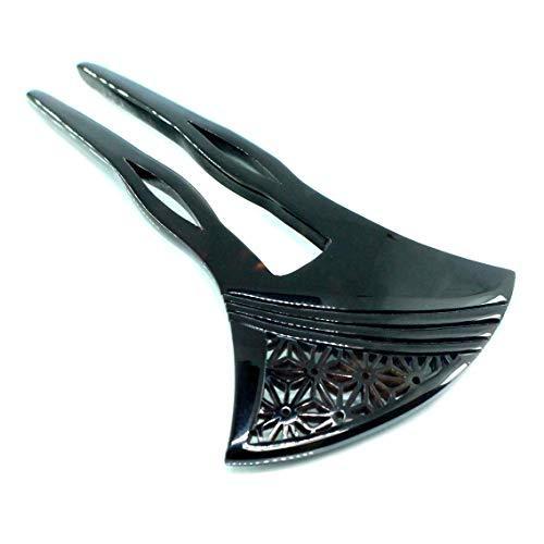 絶対一番安い 本べっ甲 かんざし 二本挿し 黒甲に麻の葉模様の透かし ヘア アクセサリー 桐箱入 和 髪飾り 黒留袖 和装 着物 全品送料無料 Web Escgroup Com