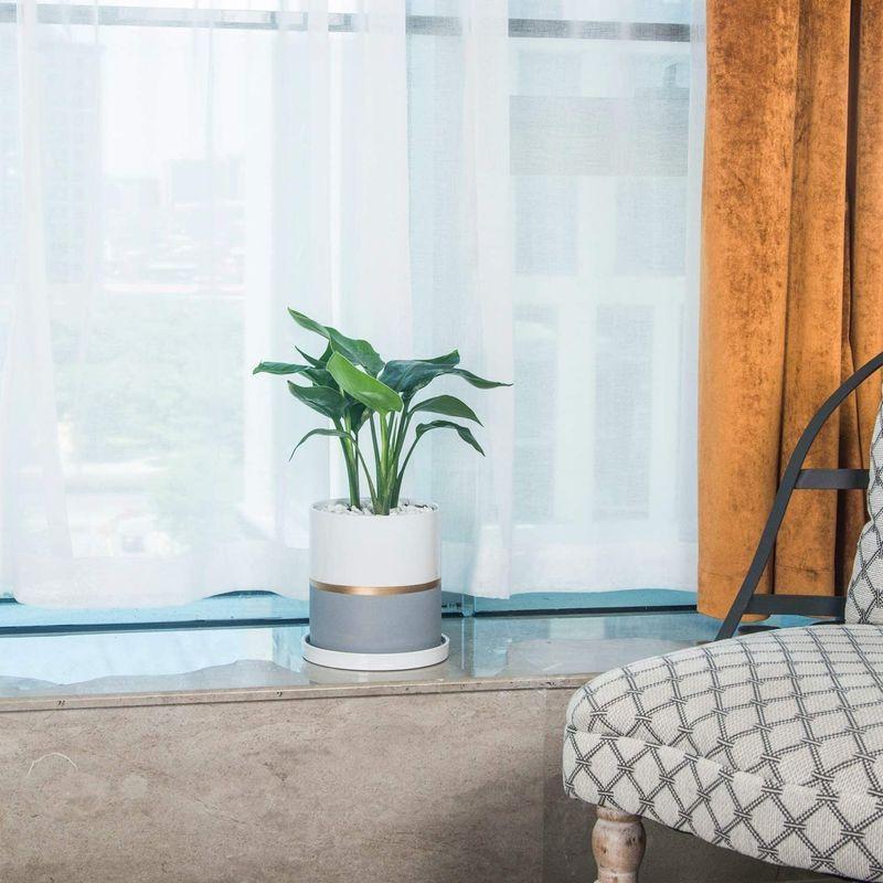 激安大特価 Ekirlin 陶器鉢 観葉植物 インテリア 通気性 耐用 円柱 プランター 鉢 穴あり 皿付き 大型 18 6cm 8号 おしゃれ 植木鉢 植木鉢