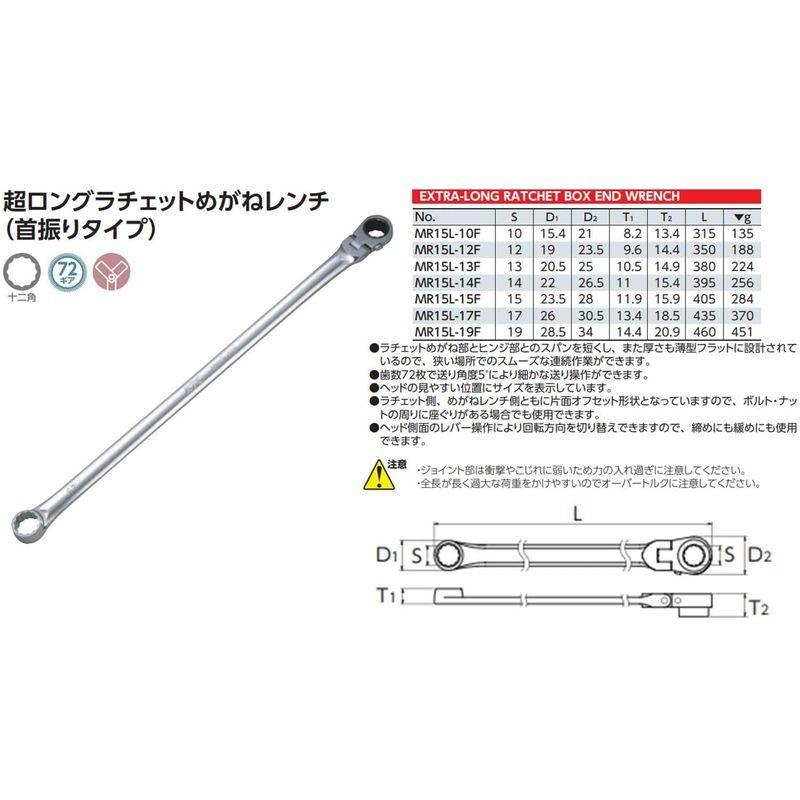 京都機械工具(KTC) 超ロングラチェットメガネ MR15L-10F | www