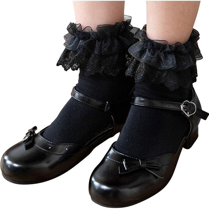 キッズ ショートソックス アリサナarisana 女の子 ショート M 黒 フリフリレース靴下 スクール 黒 白 靴下 フォーマル 靴下 熱販売 Www Ageti Fr