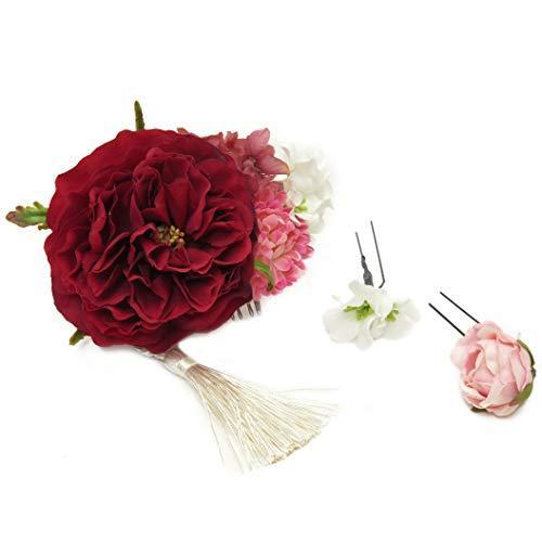 一部予約 こども用 手作り 七五三 髪飾り 京都室町st アートフラワー髪飾り 紗千花 ラナンとローズ タッセル 3点セットspf11 赤系 ヘアアクセサリー Meorboston Org