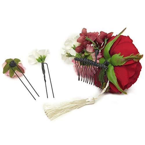 一部予約 こども用 手作り 七五三 髪飾り 京都室町st アートフラワー髪飾り 紗千花 ラナンとローズ タッセル 3点セットspf11 赤系 ヘアアクセサリー Meorboston Org