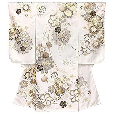 京都室町st 七五三 着物 7歳 女の子用 ファッション 日本製 上質合繊 着物 メンズファッション 絵羽柄の四つ身の子供着物 牧原 A B093l3tq49 単品 生成り 金駒刺 古典菊 Ttyp624