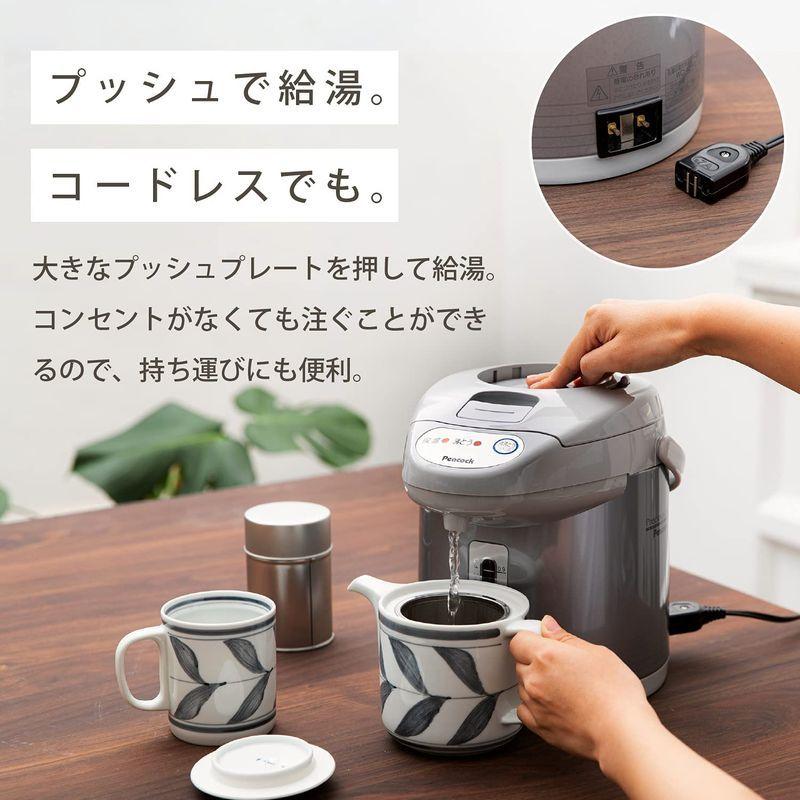 1 2リットル 小型 湯沸かしポット ピーコック カルキとばし Wci 12 Hs グレー エアー給湯 保温付き 電気ポット 電気ポット お買い得モデル Eikonos Com