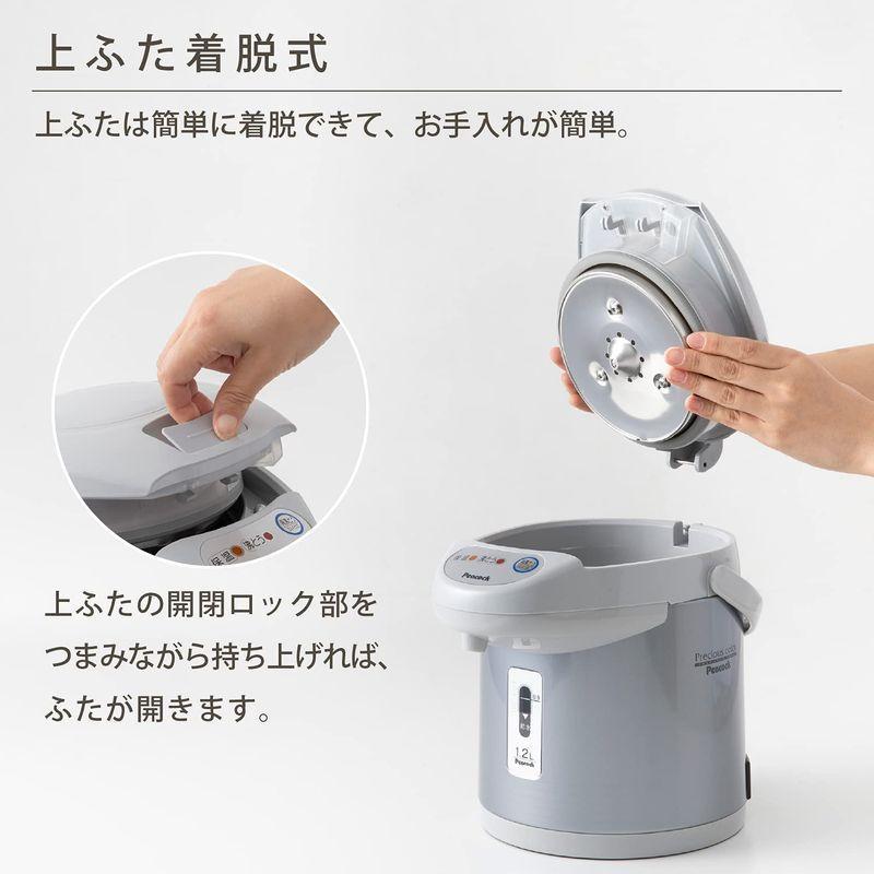1 2リットル 小型 湯沸かしポット ピーコック カルキとばし Wci 12 Hs グレー エアー給湯 保温付き 電気ポット 電気ポット お買い得モデル Eikonos Com
