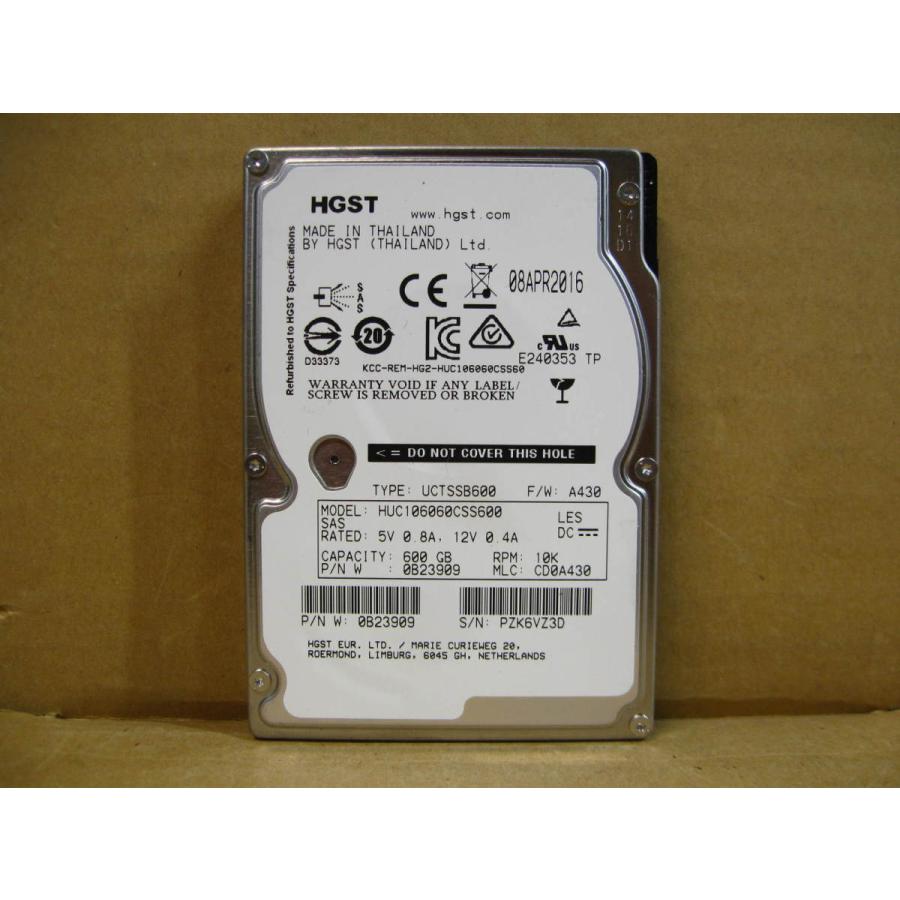 HITACHI HGST HUC106060CSS600 600GB SAS2.0 6Gb/s 10krpm 2.5型 内蔵HDD 中古 日立 ...