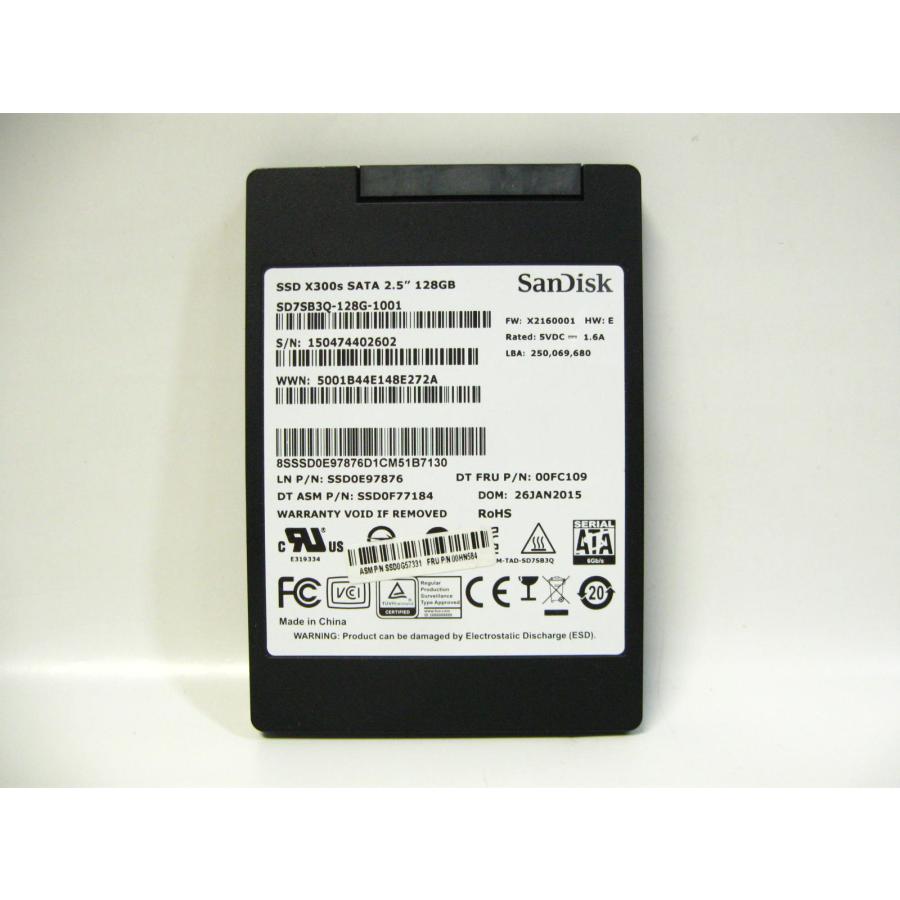 ▽SANDISK SSD X300s SD7SB3Q-128G-1001 128GB SATA 2.5型 中古 サン