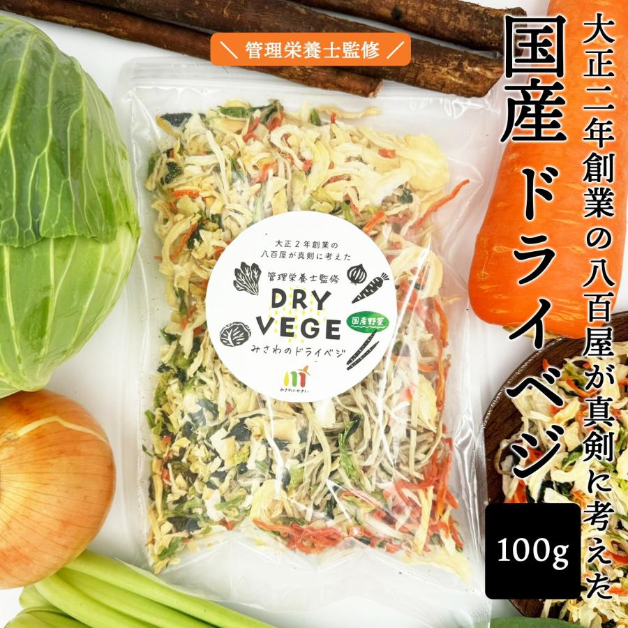 乾燥野菜 国産 ドライベジ お試し 100g 管理栄養士監修 大正2年創業の八百屋が真剣に考えたドライベジ メール便 保存食 非常食 乾燥野菜ミックス（Yahoo!・みさわのやさい）