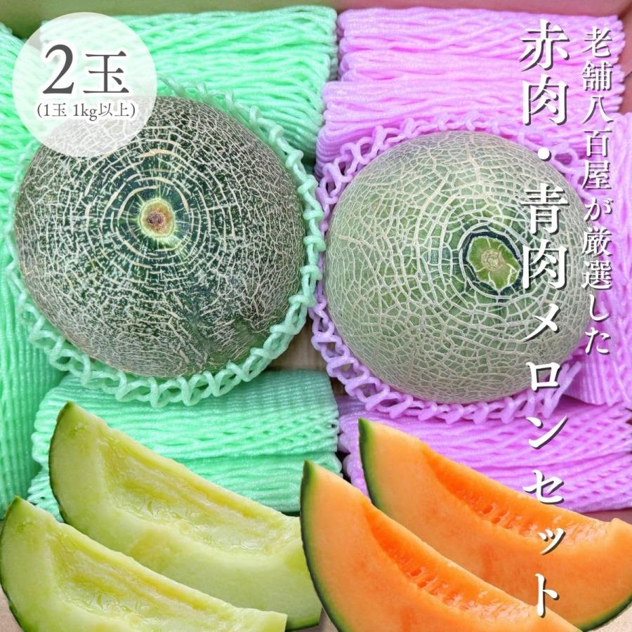 メロン 赤肉 青肉 メロンセット 2玉 1玉1kg以上 大玉 訳あり 熊本県産