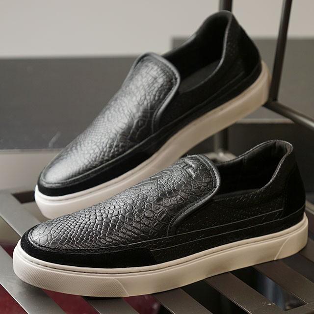 プレミアセブン Premier Seven メンズ レザー スリッポン Ps 732 大人スニーカー ハンドメイド ビブラムソール Black Croco ブラック系 Fw19 ミスチーフ Paypayモール店 通販 Paypayモール