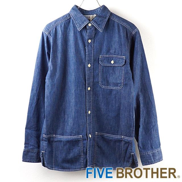 ファイブブラザー FIVE BROTHER メンズ デニムビッグポケットシャツ DENIM BIG POCKET SHIRTS 151859 FW20 トップス 長袖 BLEACE ブルー系｜mischief