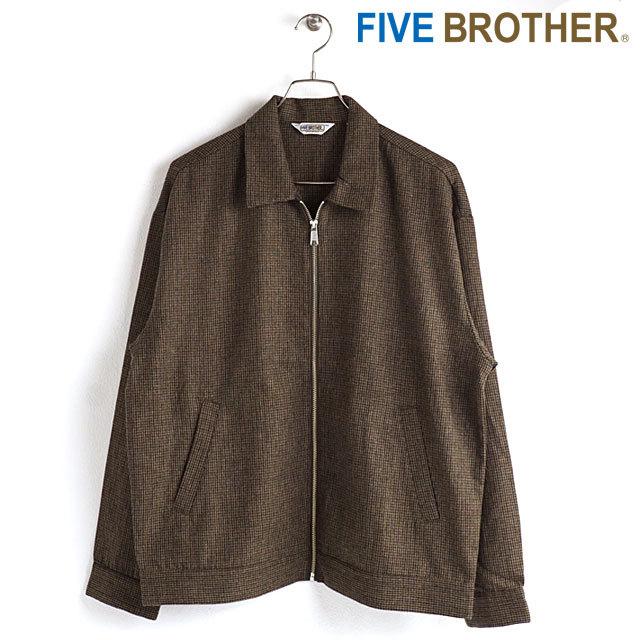 FIVEBROTHER（ファイブブラザー） メンズ 千鳥格子柄 ジップワーク 