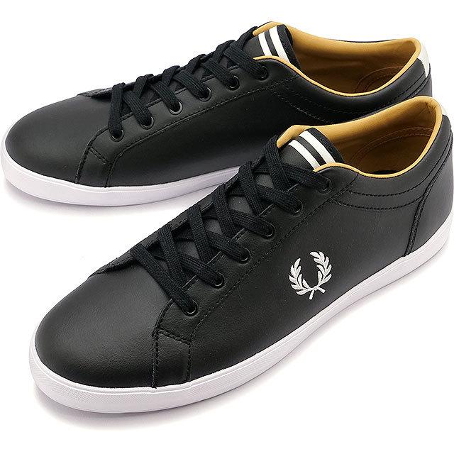 フレッドペリー FRED PERRY ベースラインレザー スニーカー B1228-102 SS22Q2 BASELINE LEATHER メンズ・レディース 靴 BLACK 黒 ブラック系 | FRED PERRY