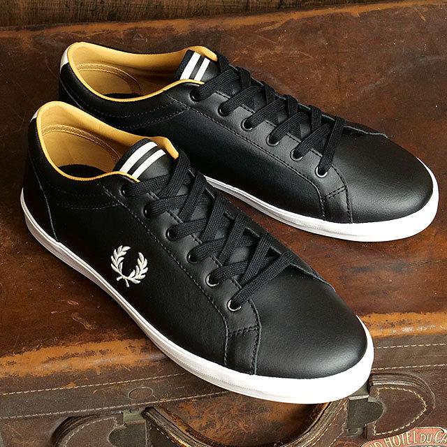 フレッドペリー FRED PERRY ベースラインレザー スニーカー B1228-102 SS22Q2 BASELINE LEATHER メンズ・レディース 靴 BLACK 黒 ブラック系 | FRED PERRY | 01