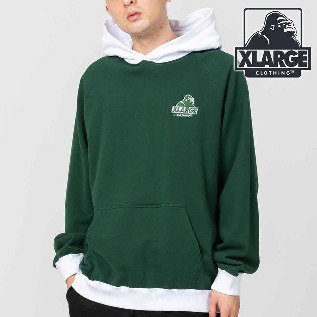 XLARGE エクストララージ ツートンプルオーバーフーデッドスウェット 
