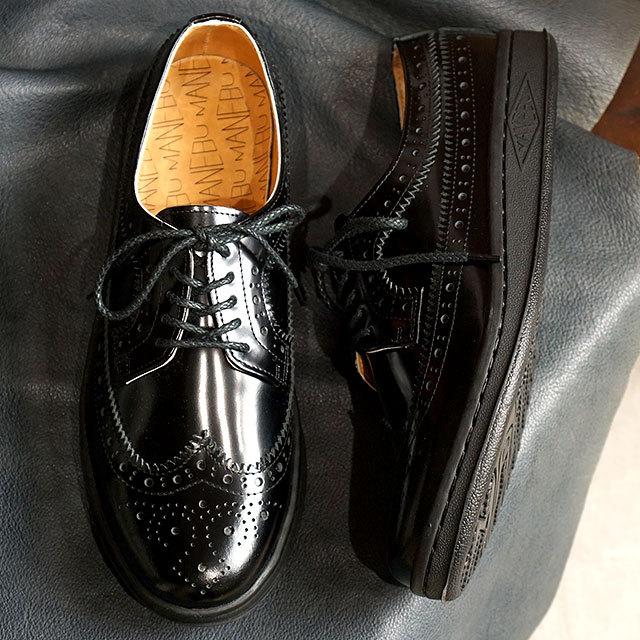 メンズ26cm (US 8) MAGANINI ブラック ドレスシューズ MANEBU（マネブ） ウィングチップ レザーシューズ UKI FACESKIN レザー