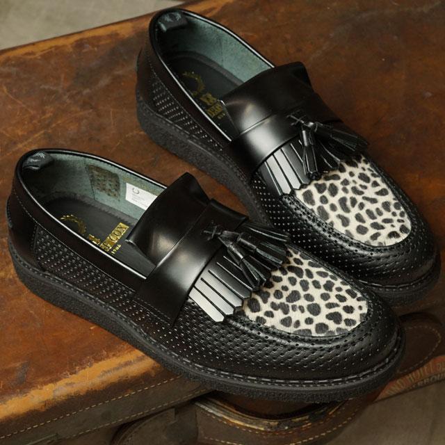 ジョージコックス×フレッドペリー　タッセルローファー　ハラコ　ユニセックス　黒 ジョージコックス×フレッドペリータッセルローファーハラコユニセックス黒
