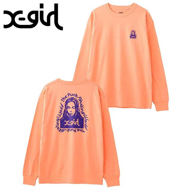 X-girl（エックスガール） メッセージフェイスTシャツ レディース