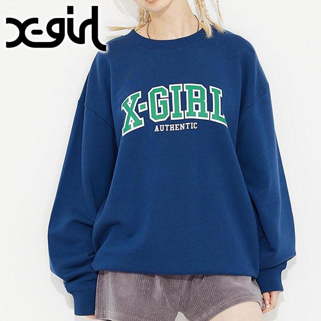 X-girl（エックスガール） レディース カレッジロゴクルースウェット