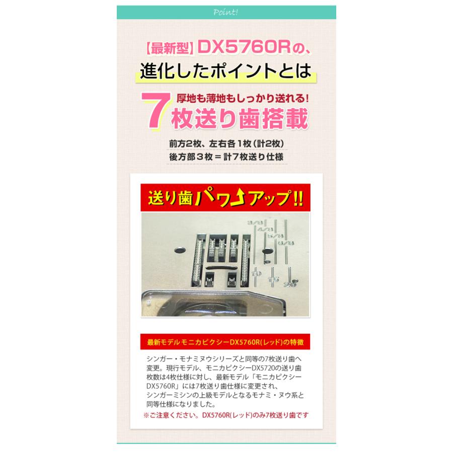 シンガーモニカピクシーDX5760R  電子ミシン上位モデル｜mishin-shop｜04