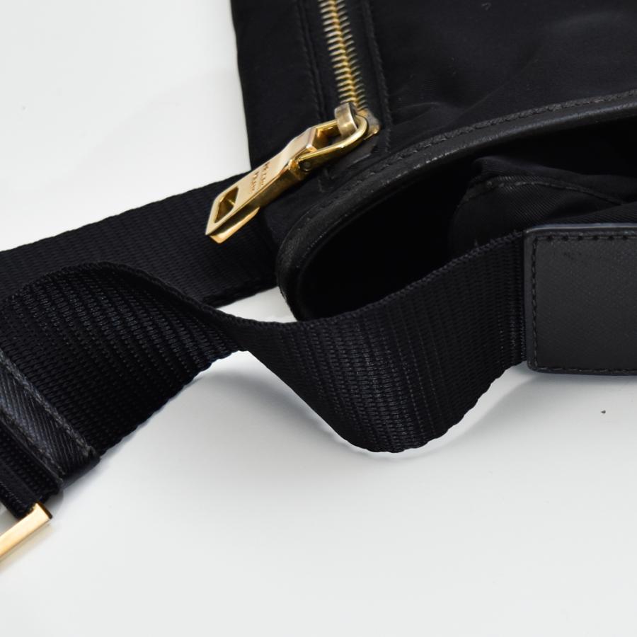 【美品】プラダ ショルダーバッグ ナイロン×レザー ダブルベルト PRADA(プラダ) / ダブルベルトショルダーバッグ/ナイロン/BLK | 中古品