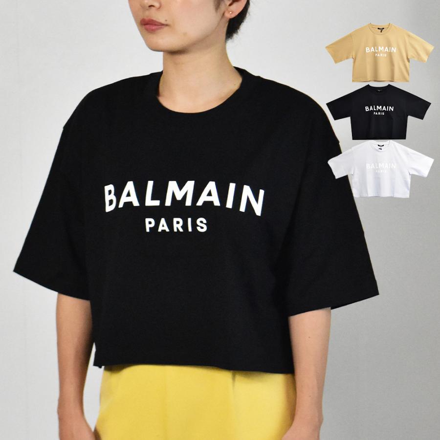 バルマン Tシャツ レディース ロゴ クロップ丈 半袖 半端丈 ブランド 