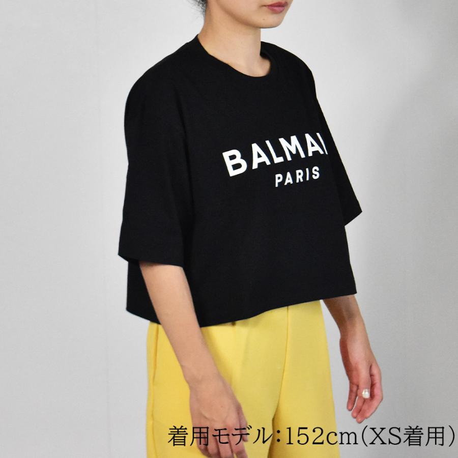 バルマン Tシャツ レディース ロゴ クロップ丈 半袖 半端丈 ブランド カジュアル BARMAIN ブラック グレー ベージュ 綿 コットン クルーネック YF0EE020BB02｜mishshop｜03