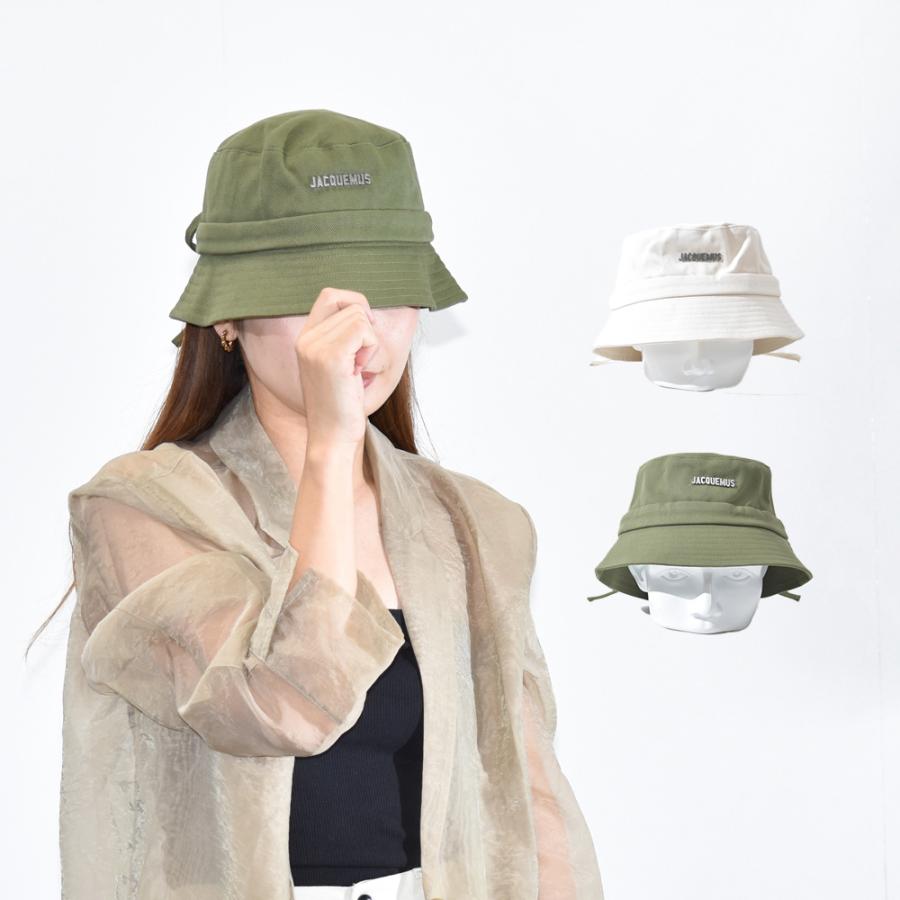 JACQUEMUS 帽子 バケットハット レディース カーキ 緑 ホワイト 白