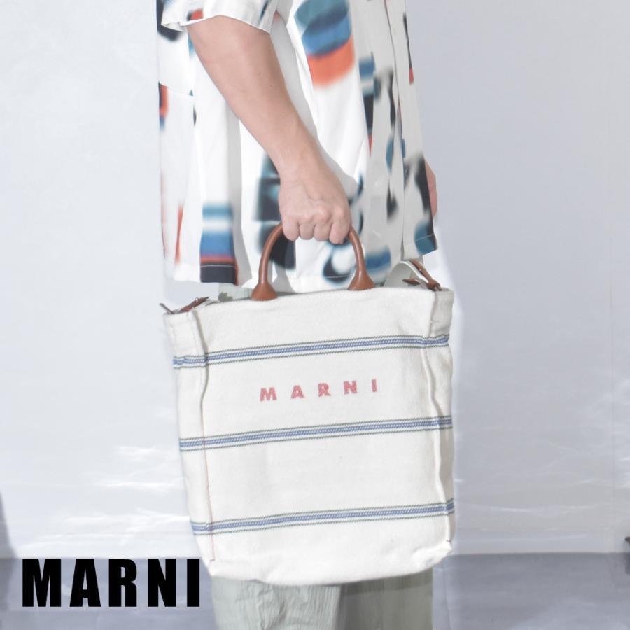 MARNI マルニ バッグ トートバッグ クリーム ストライプ キャンバス製 