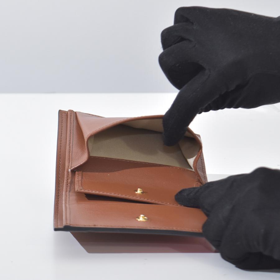 極美✨MARNI 二つ折り財布 ブラウンです Brown leather trifold wallet with Marni Mending | Marni