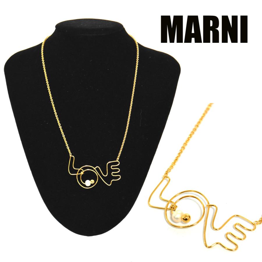 マルニ MARNI ネックレス LOVE ストーン デザイン ゴールド レディース COMV02630A0