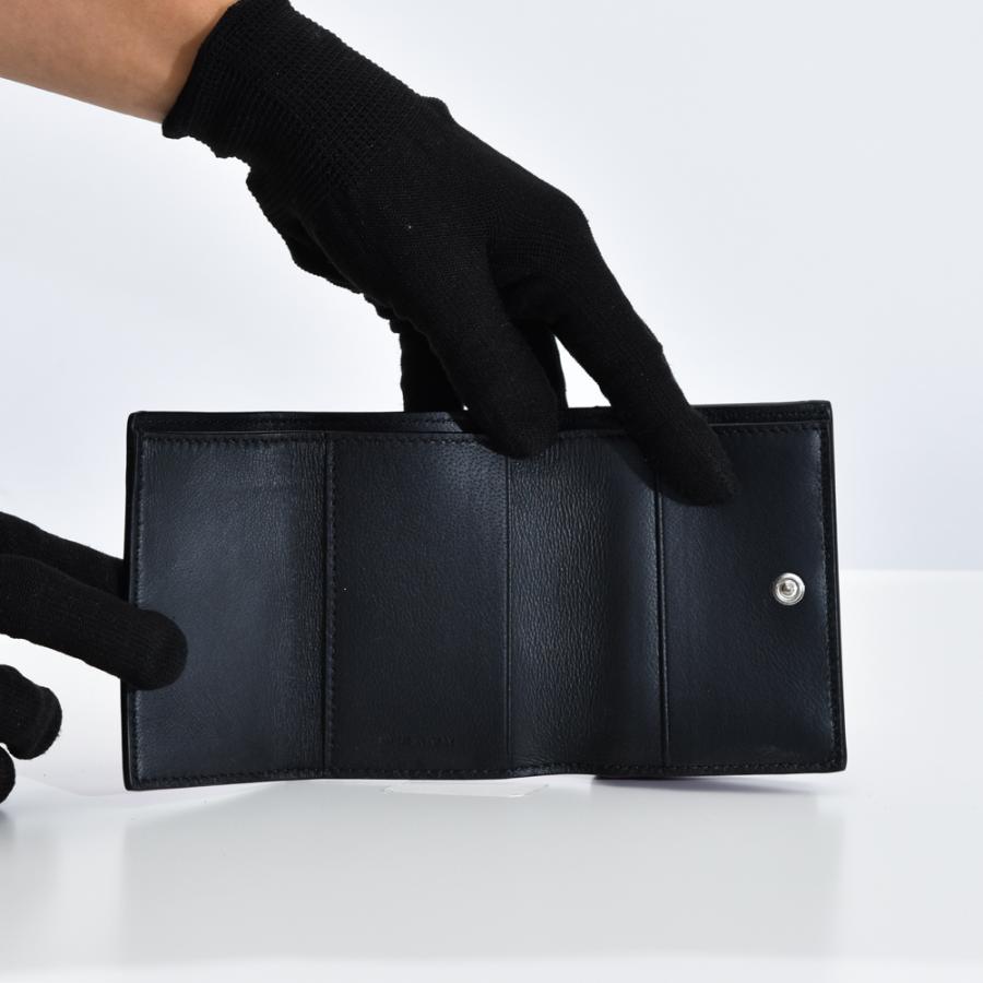 美品 箱付 MARNI ブラック メンディング刺繍 三つ折り財布 ブラック レザー製三つ折りウォレット、マルニシンボル刺繍入り