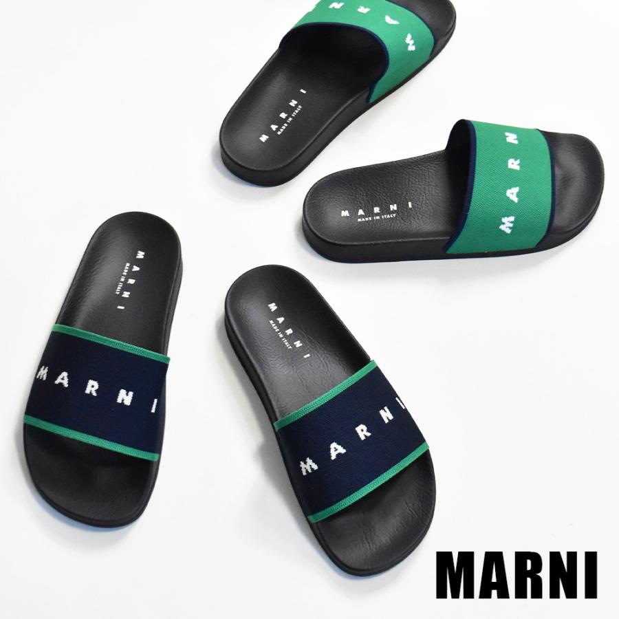 MARNI マルニ サンダル レディース ロゴ ジャガード ネイビー グリーン 