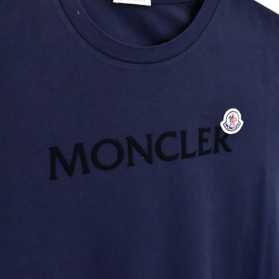 モンクレール Tシャツ メンズ ロゴ 半袖 おしゃれ ブランド カジュアル MONCLER ネイビー ホワイト 白 綿 コットン クルーネック  l10918C000648390T