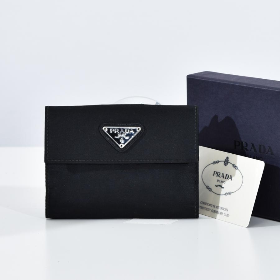 PRADA 中古USED 財布 2つ折り M523 ナイロン ブラック 91567