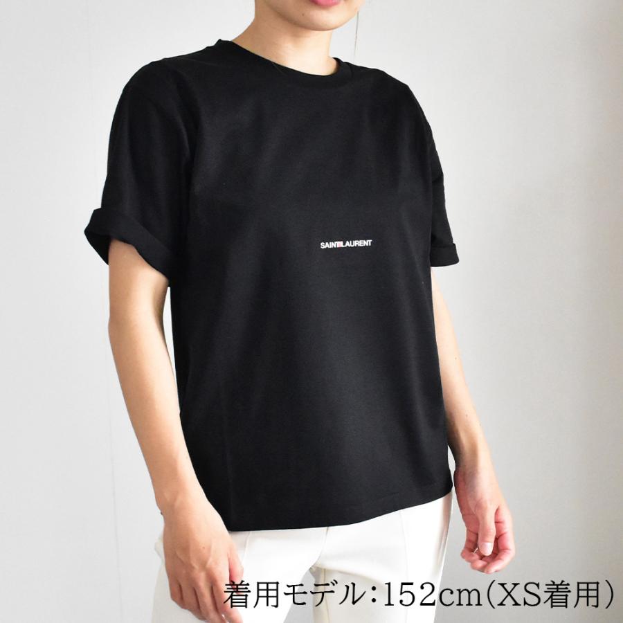 SAINT LAURENT サンローラン Tシャツ ロゴ レディース 半袖 黒 SAINT LAURENT サンローラン Tシャツ ロゴ レディース 半袖 黒