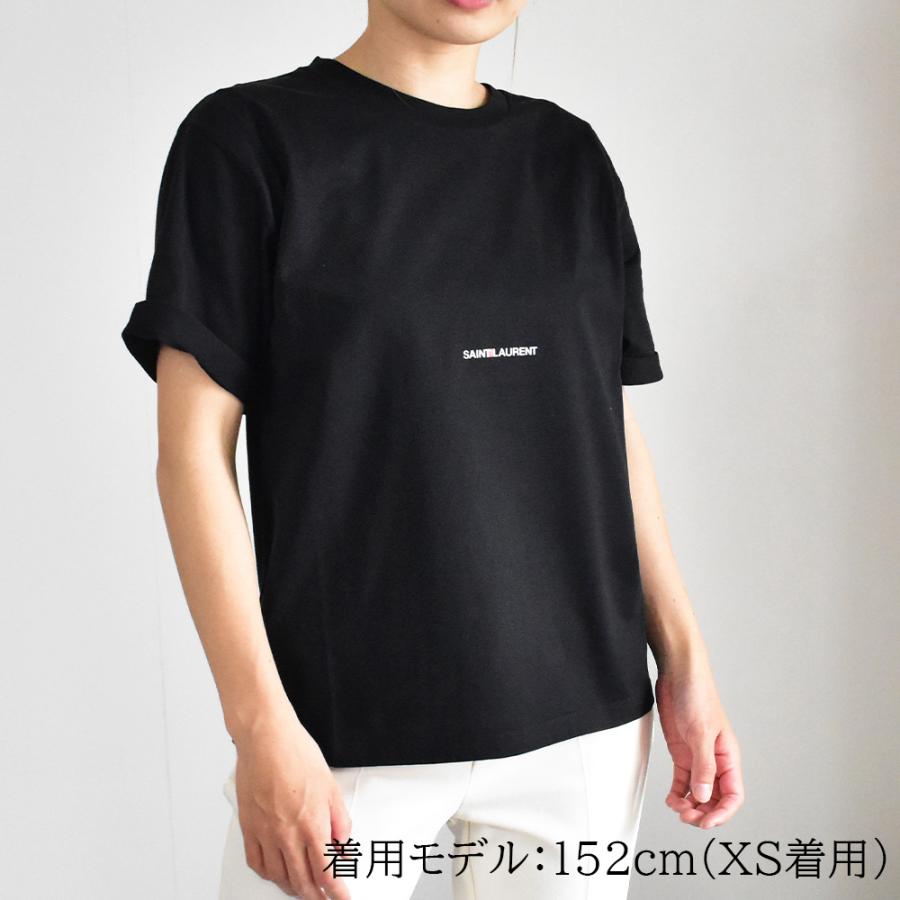 サンローラン Tシャツ ロゴ レディース 半袖 黒 ブラック 白 ホワイト ブランド コットン SAINT LAURENT 460876｜mishshop｜02