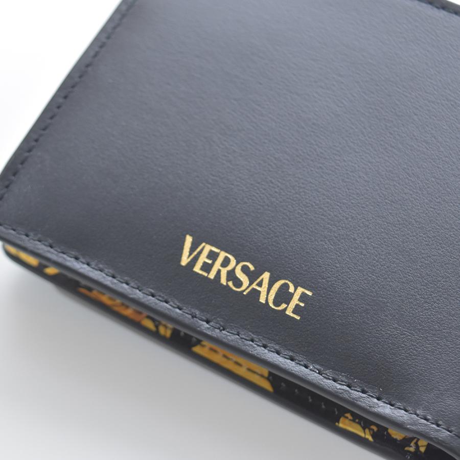 新品 本物 正規品 VERSACE メンズ レザー 二つ折り 財布 黒 バロッコ VERSACE ヴェルサーチ 財布 本革 バロック メンズ メデューサ