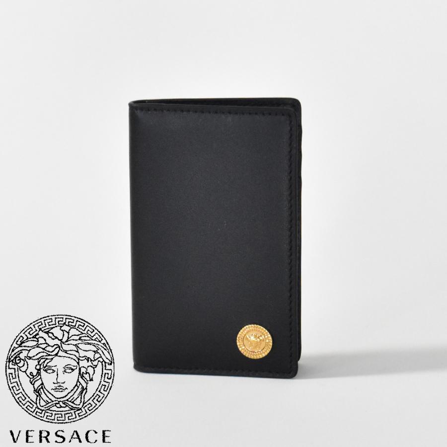 ヴェルサーチ カードケース メデューサ ビギー ブラック 本革 スリム メンズ レディース 薄型 ブランド VERSACE パスケース 定期