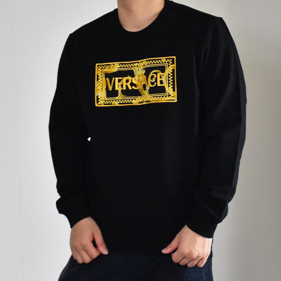 VERSACE ヴェルサーチ トレーナー 長袖 ロゴ メンズ ブランド 黒 VERSACE ヴェルサーチ トレーナー 長袖 ロゴ メンズ ブランド 黒
